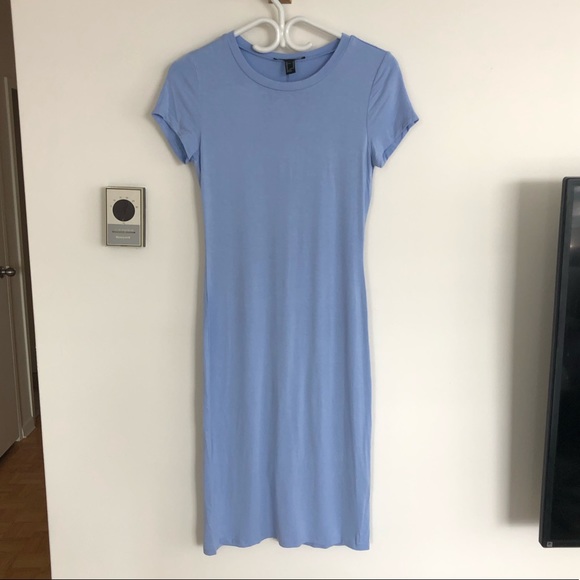 Forever 21 Dresses & Skirts - F21 Bodycon Midi T-Shirt Dress Baby Blue